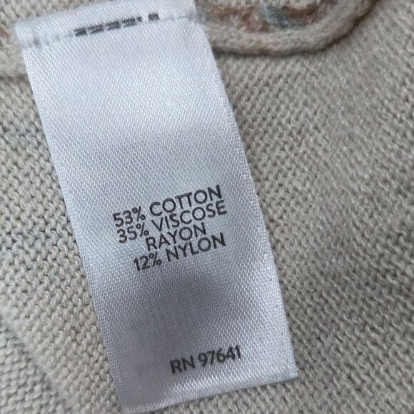 J Jill Sweater Womens XL Cream Paisley Neutral Coastal Casual Beachy Pullover - Picture 4 of 7